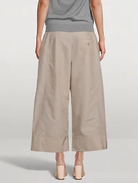 Belted Wide-Leg Poplin Trousers