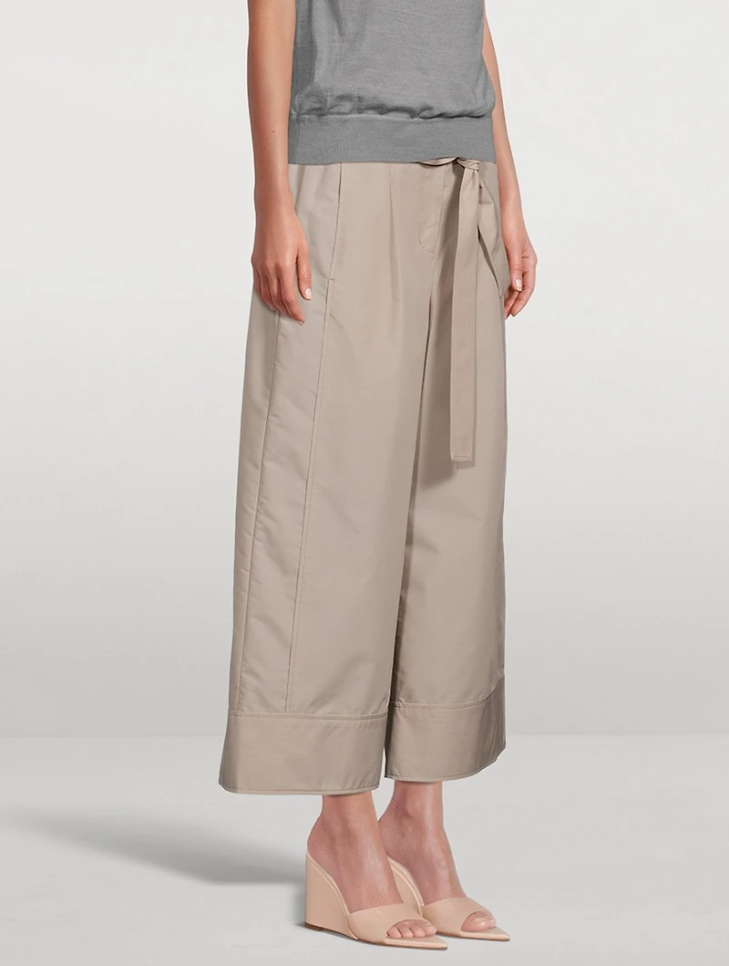 Belted Wide-Leg Poplin Trousers
