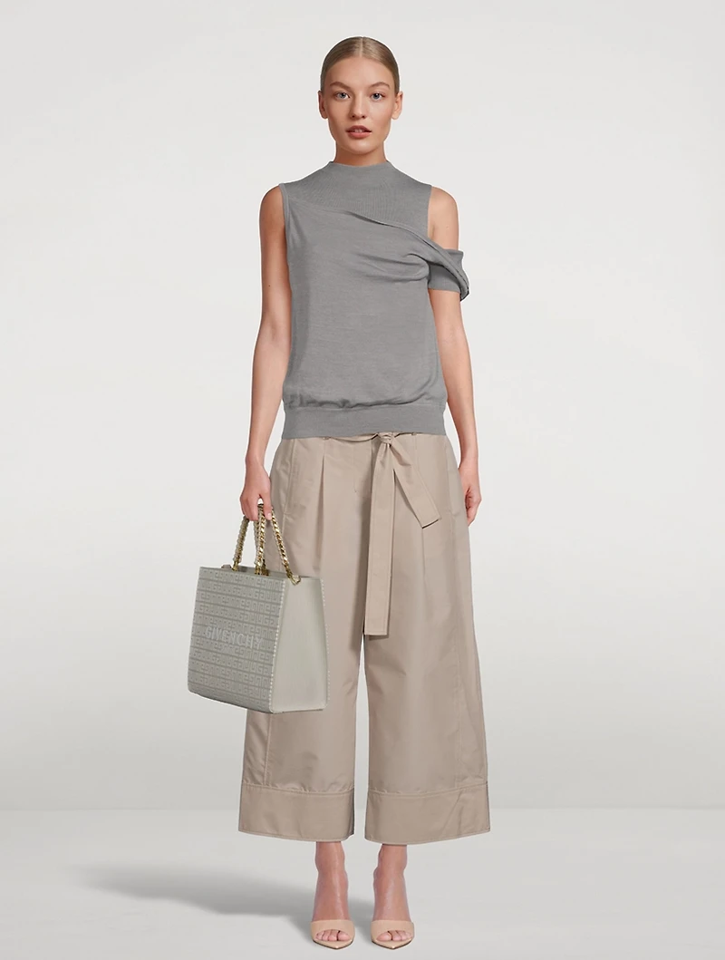 Belted Wide-Leg Poplin Trousers