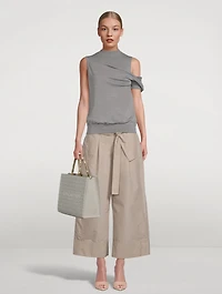 Belted Wide-Leg Poplin Trousers