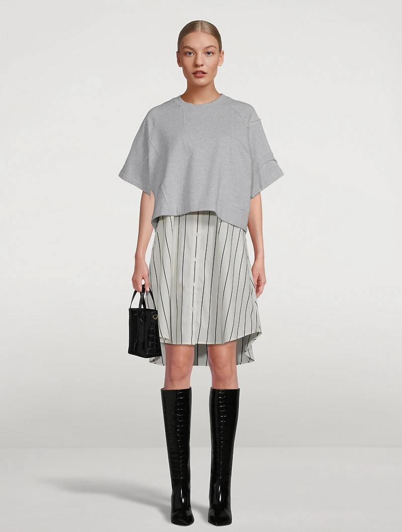 Patched Sweatshirt Combo Dress