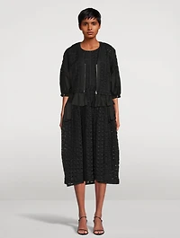 Taffeta Check Puff-Sleeve Top