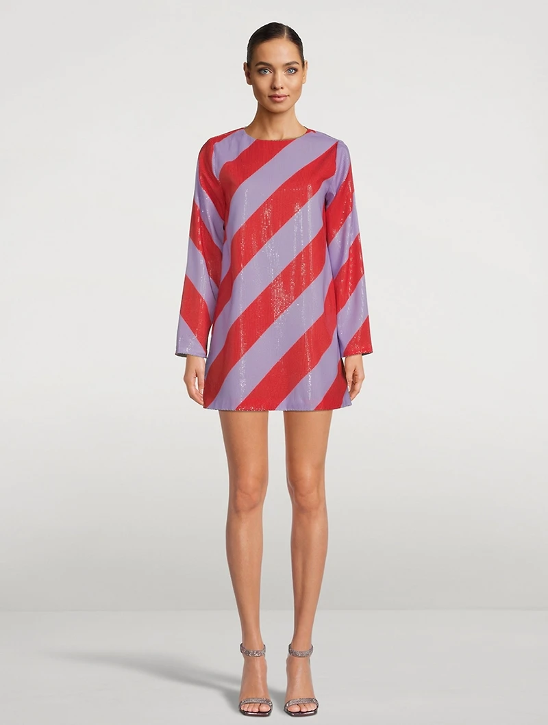 Tabitha Sequin Striped Mini Dress
