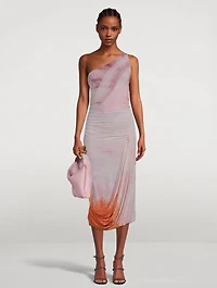 Havana One-Shoulder Dress Marble Print