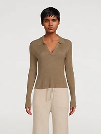 Tammy Metallic Rib Polo Shirt