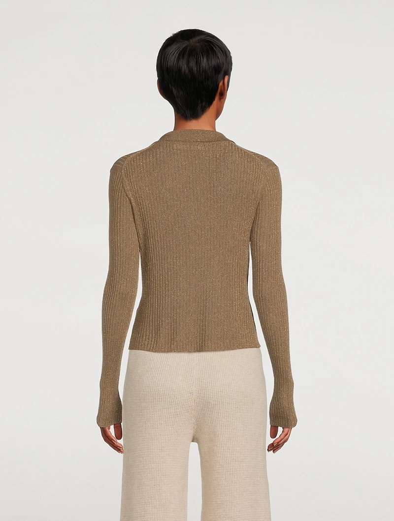 Tammy Metallic Rib Polo Shirt