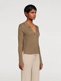 Tammy Metallic Rib Polo Shirt