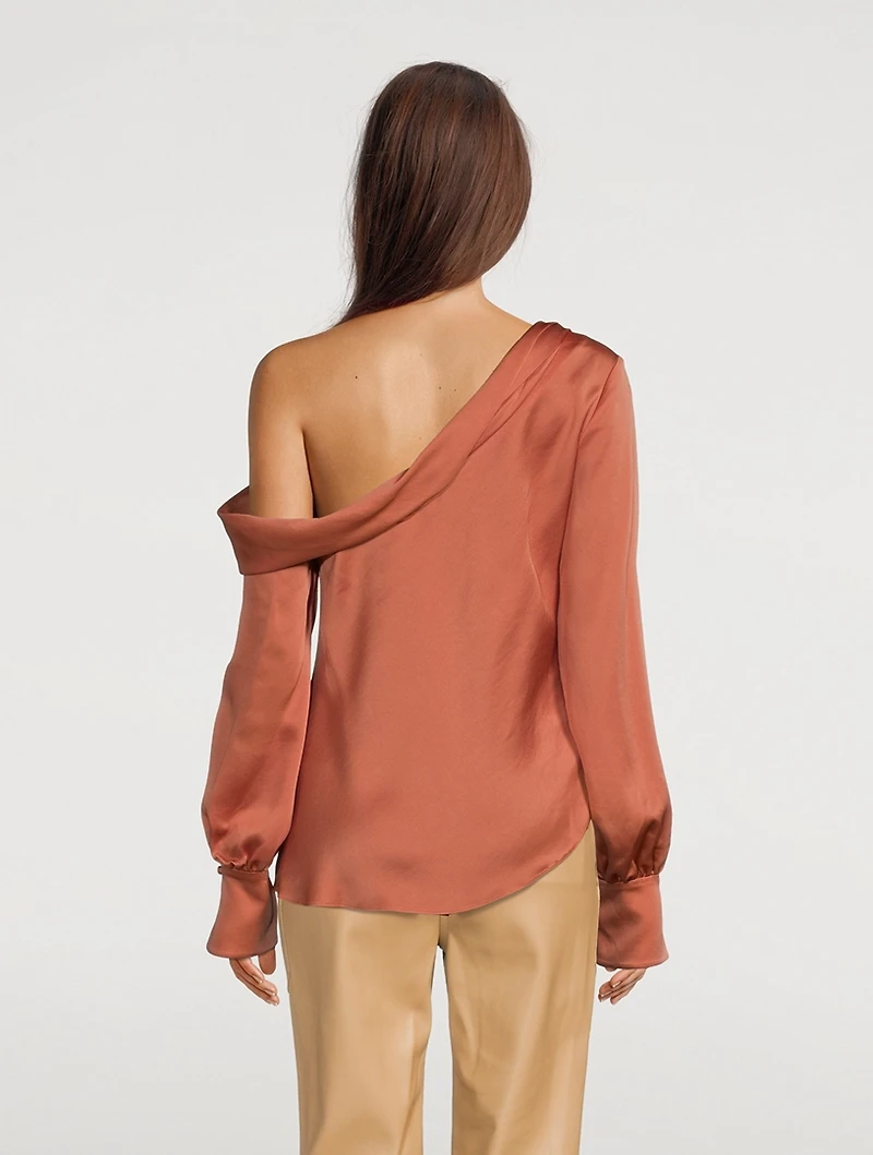 Alice One-Shoulder Satin Blouse
