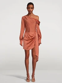 Mae Draped Satin Mini Skirt