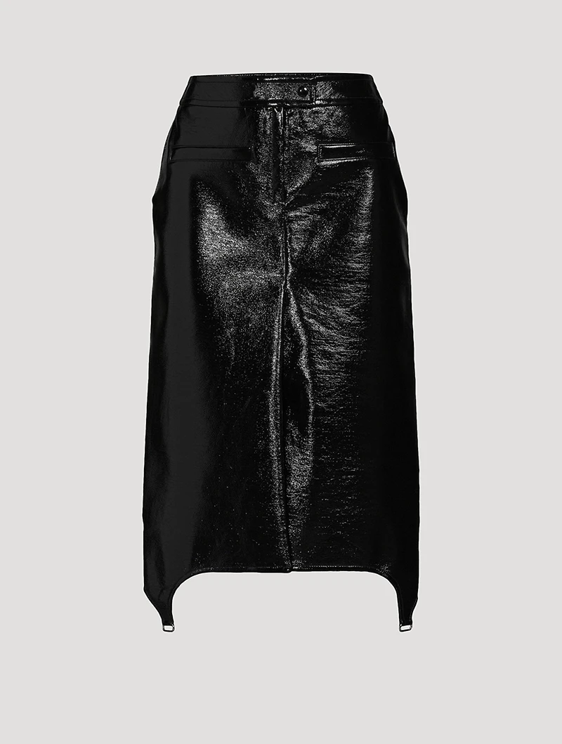 Suspenders Vinyl Midi Skirt