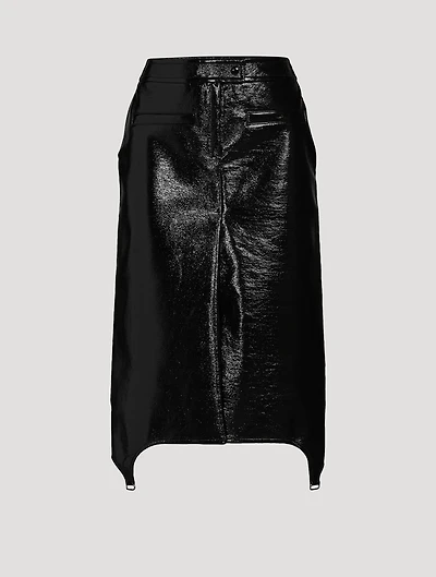 Suspenders Vinyl Midi Skirt