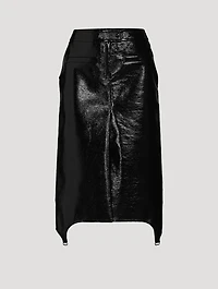 Suspenders Vinyl Midi Skirt