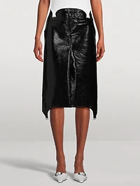 Suspenders Vinyl Midi Skirt