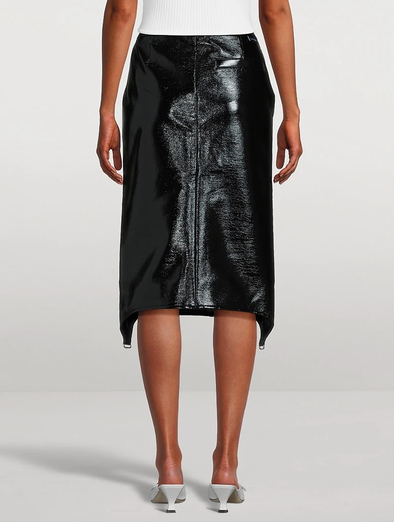 Suspenders Vinyl Midi Skirt