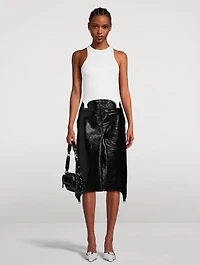 Suspenders Vinyl Midi Skirt