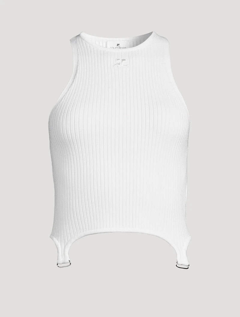 Suspenders Rib-Knit Tank Top