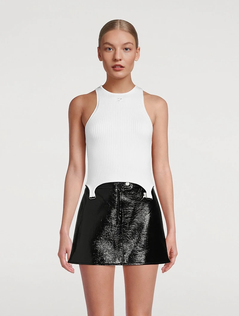 Suspenders Rib-Knit Tank Top
