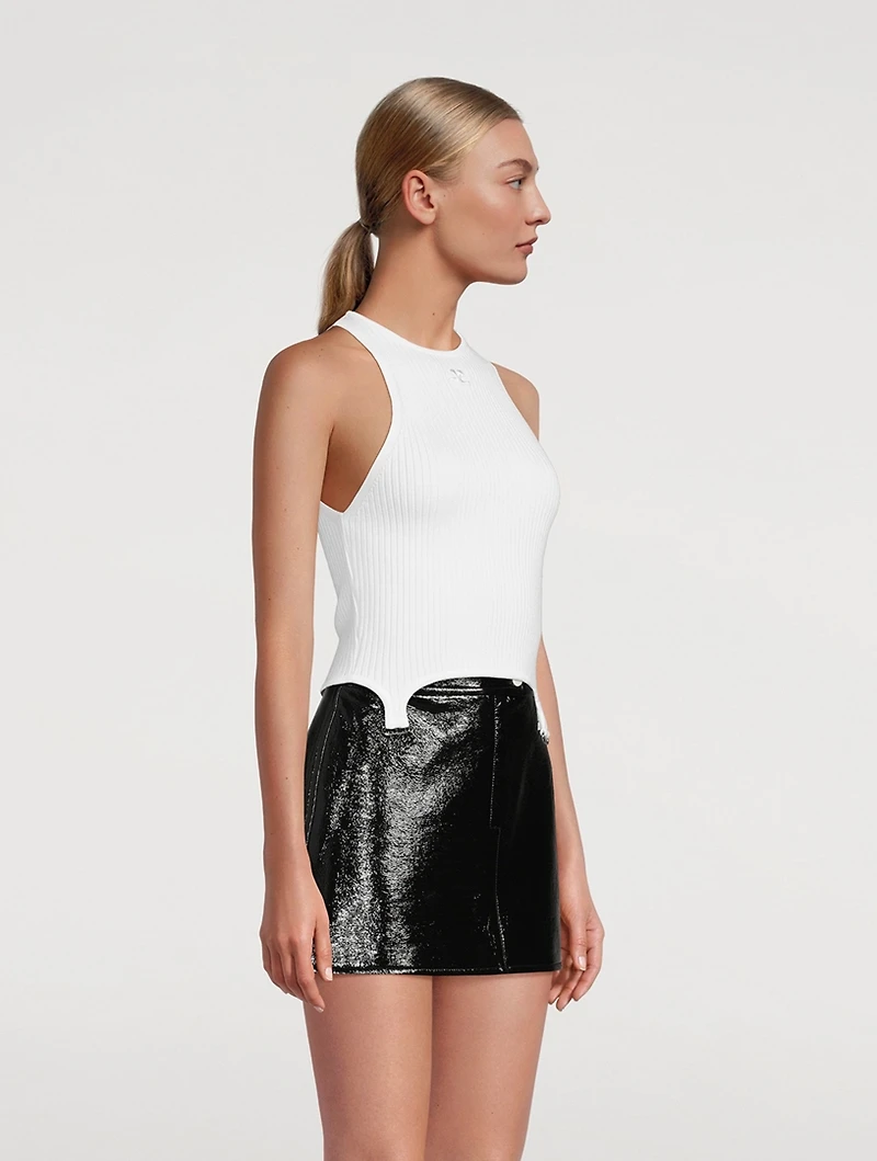 Suspenders Rib-Knit Tank Top