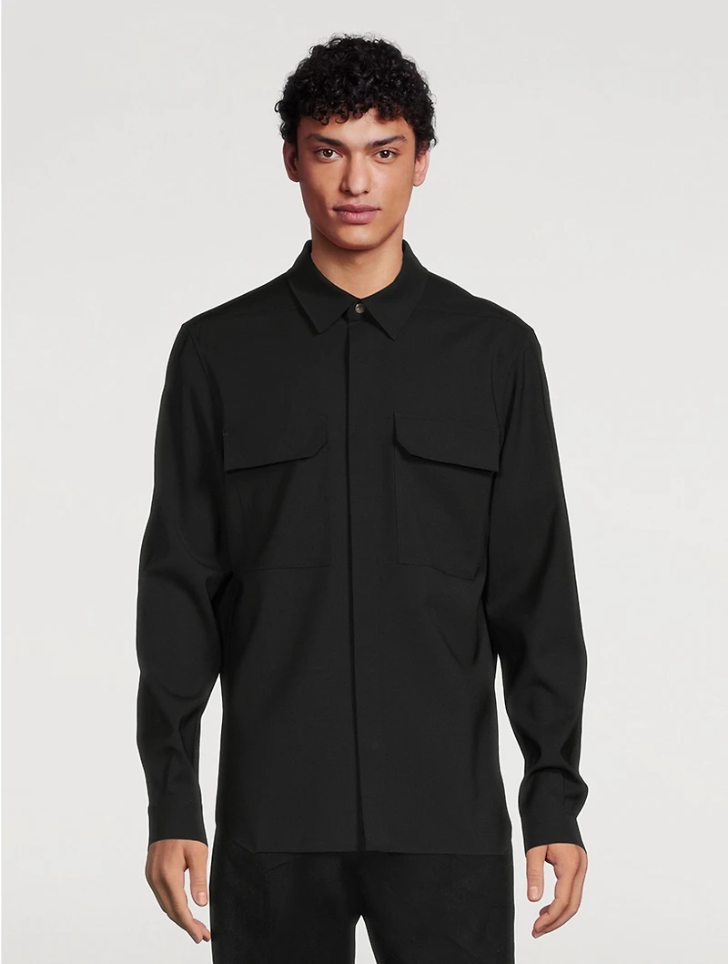 Wool Stretch Shirt Jacket