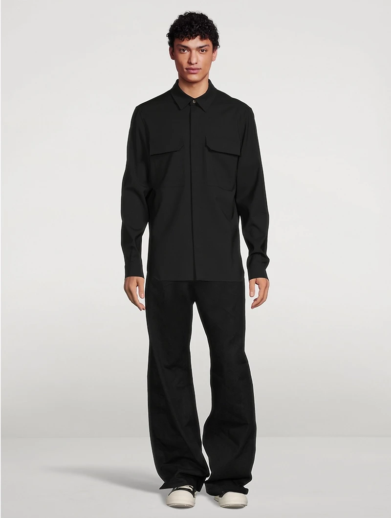 Wool Stretch Shirt Jacket