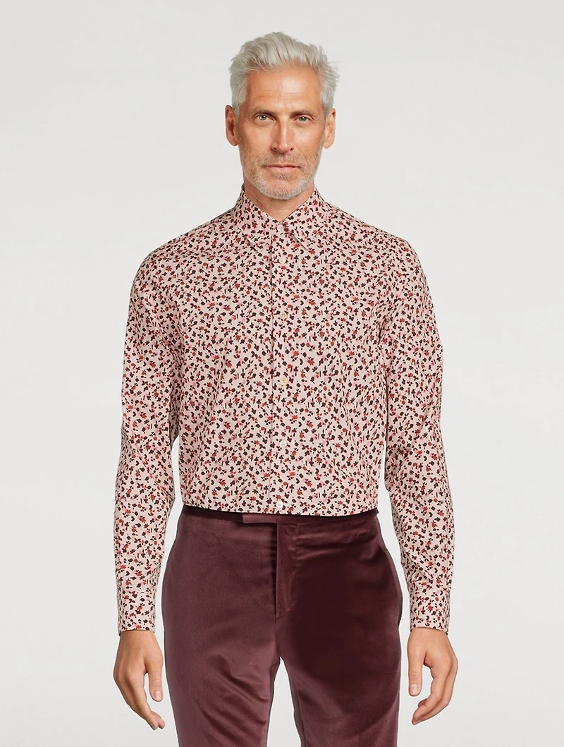 Cotton Long-Sleeve Shirt Floral Print