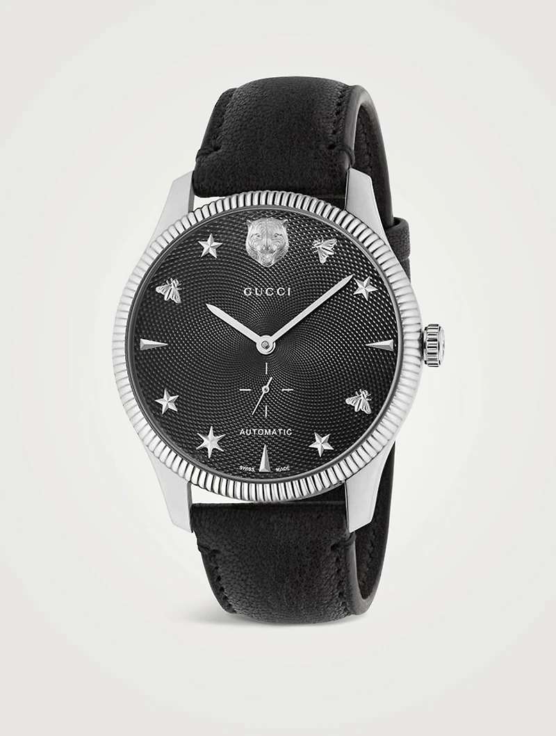 G-Timeless Slim Leather Strap Watch