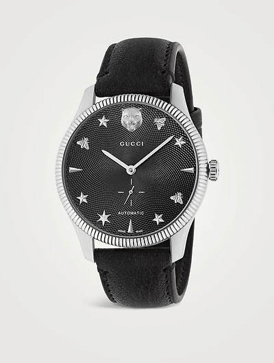 G-Timeless Slim Leather Strap Watch
