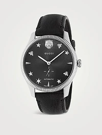 G-Timeless Slim Leather Strap Watch