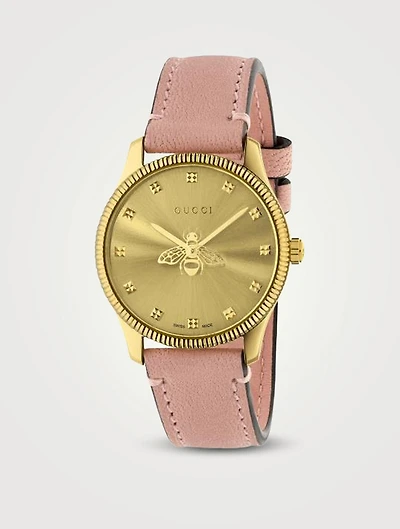 G-Timeless Slim Leather Strap Watch