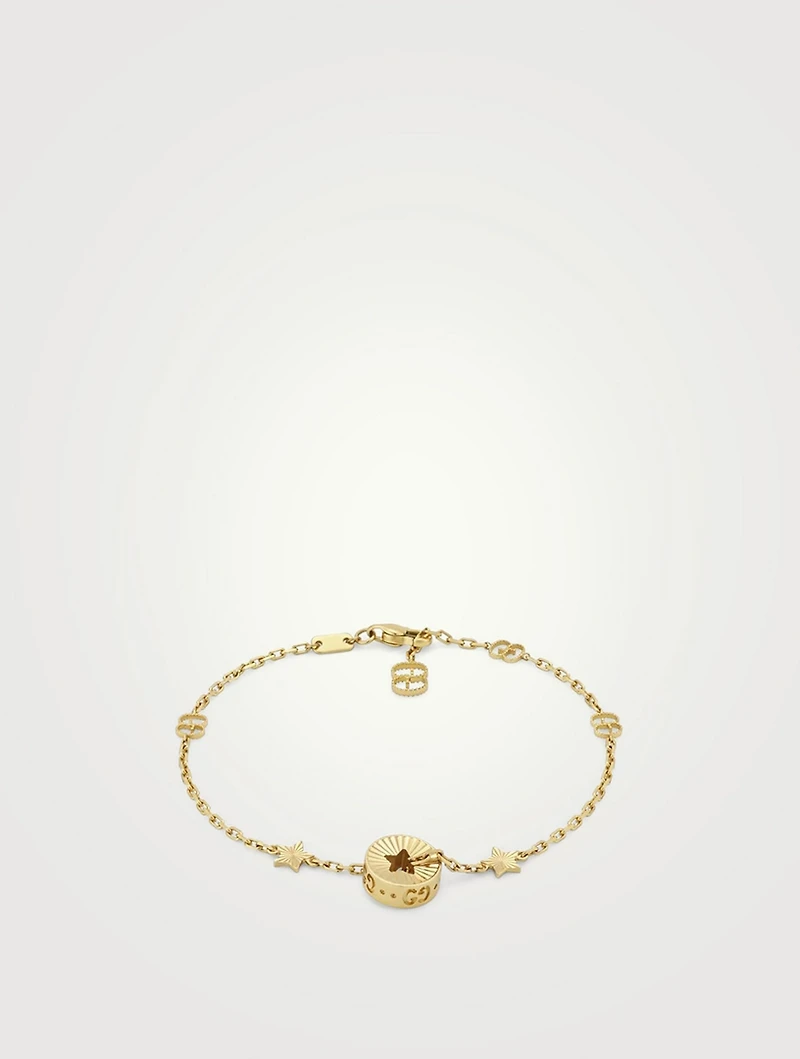 18K Gold Charm And Star Bracelet