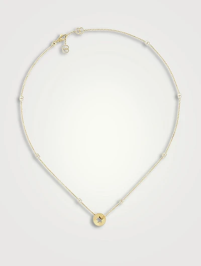 18K Gold Round Pendant And Star Necklace