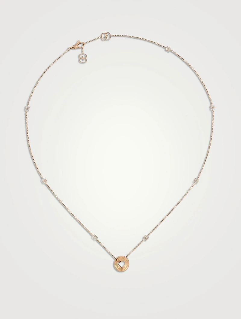18K Rose Gold Round Heart Pendant Necklace