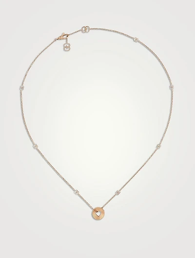 18K Rose Gold Round Heart Pendant Necklace