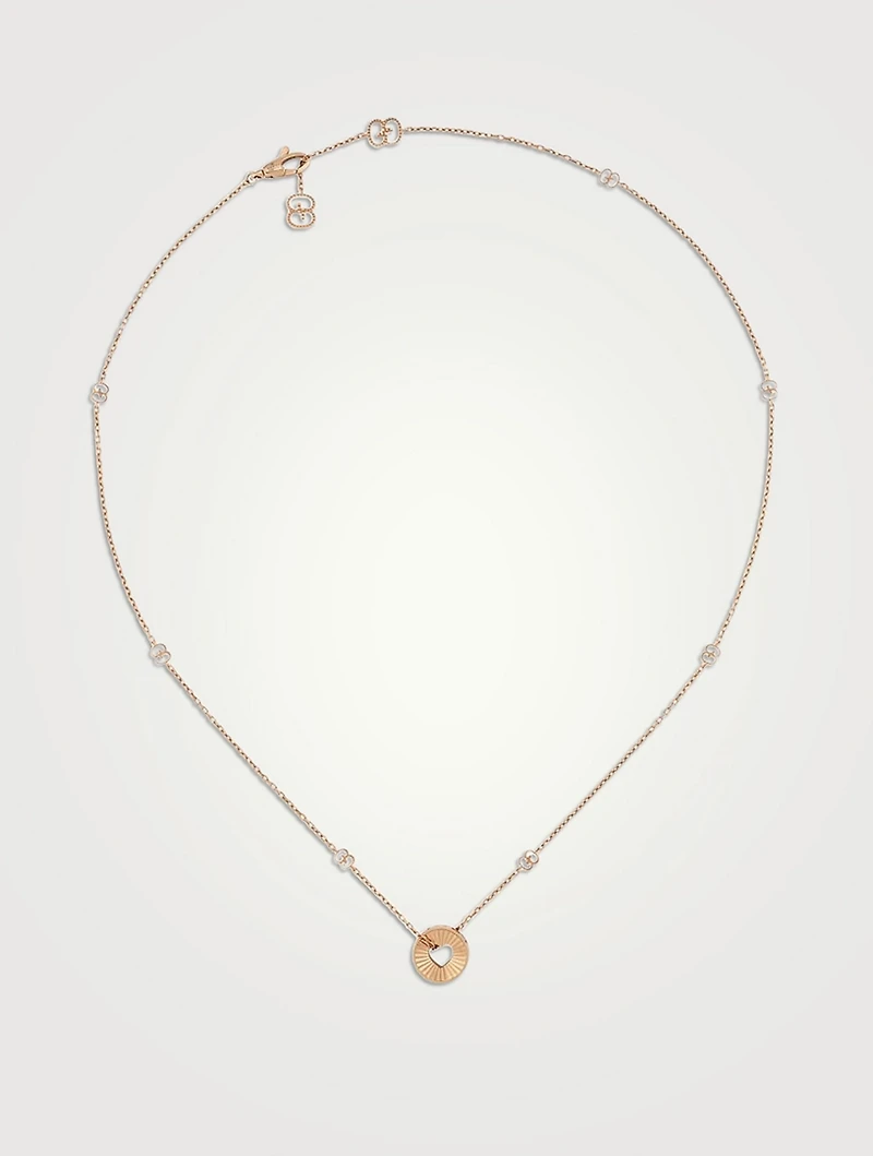 18K Rose Gold Round Heart Pendant Necklace