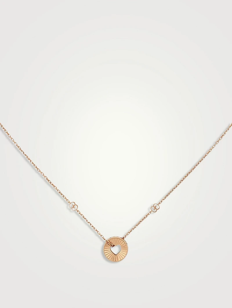 18K Rose Gold Round Heart Pendant Necklace