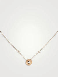 18K Rose Gold Round Heart Pendant Necklace