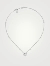 18K White Gold Round Heart Pendant Necklace