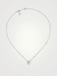 18K White Gold Round Heart Pendant Necklace