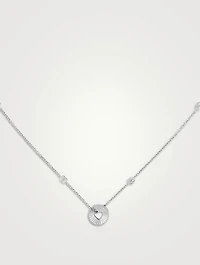 18K White Gold Round Heart Pendant Necklace
