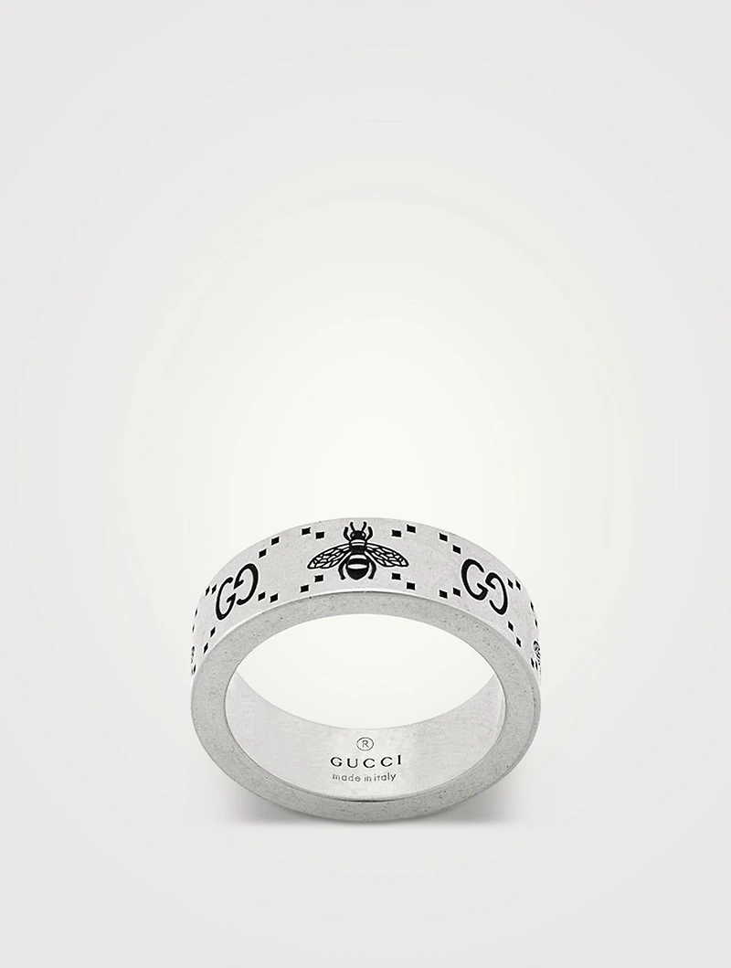 Sterling Silver Bee And Double G Motif Ring