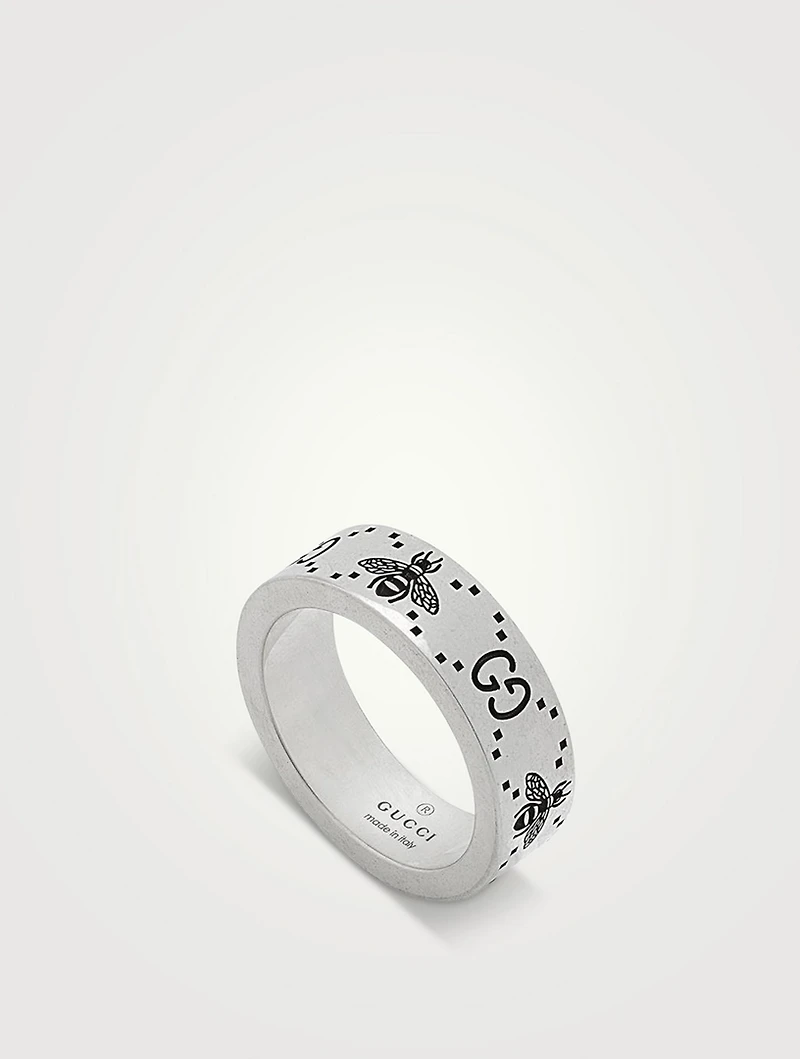 Sterling Silver Bee And Double G Motif Ring