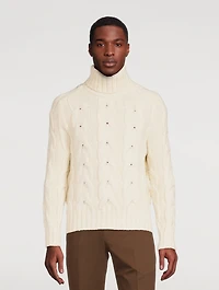 Wool-Blend Cable Knit Sweater