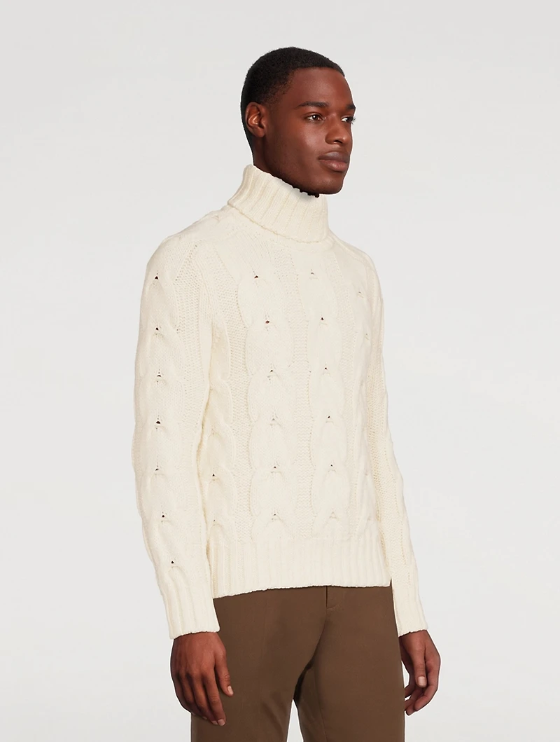 Wool-Blend Cable Knit Sweater