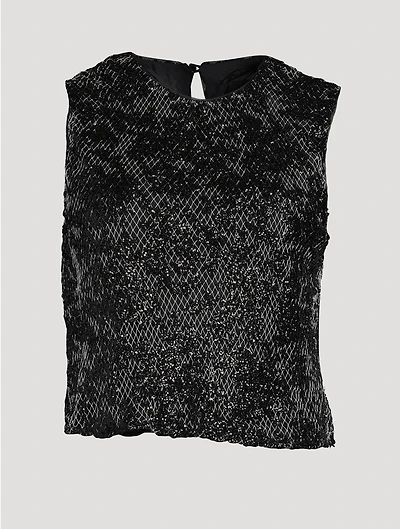 Jewel Embellished Mesh Top
