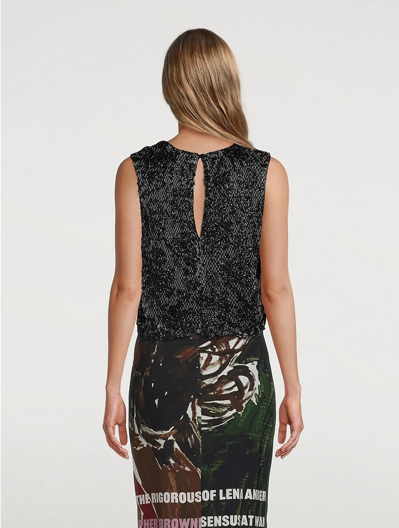 Jewel Embellished Mesh Top
