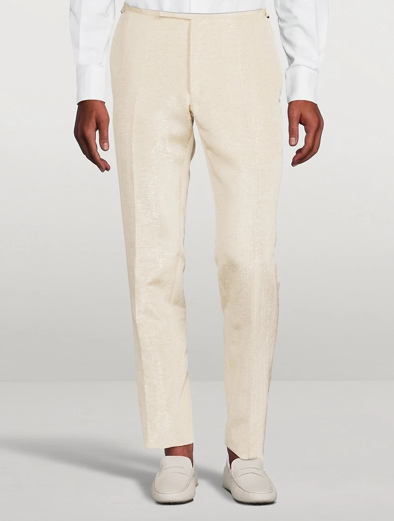 Metallic Slim-Fit Pants