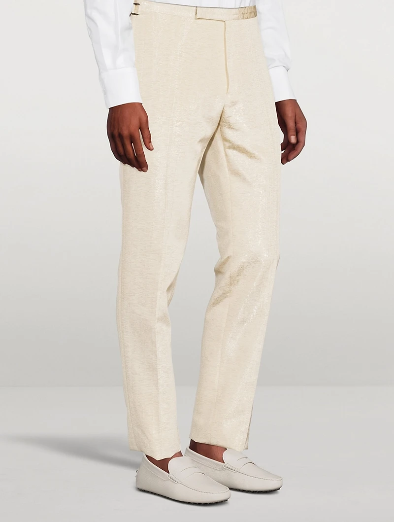 Metallic Slim-Fit Pants