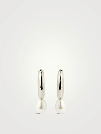 Faux Pearl Egg Hoop Earrings