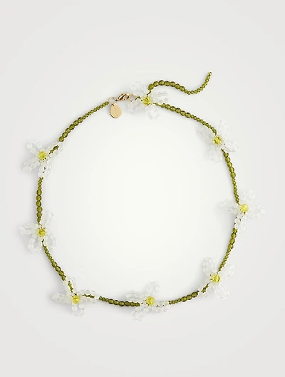 Beaded Crystal Flower Necklace