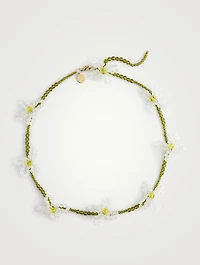 Beaded Crystal Flower Necklace